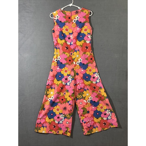 Pants - Handmade Jumpsuit Floral Mod 70's Style Womens M Hippie Dopamine Vintage??
